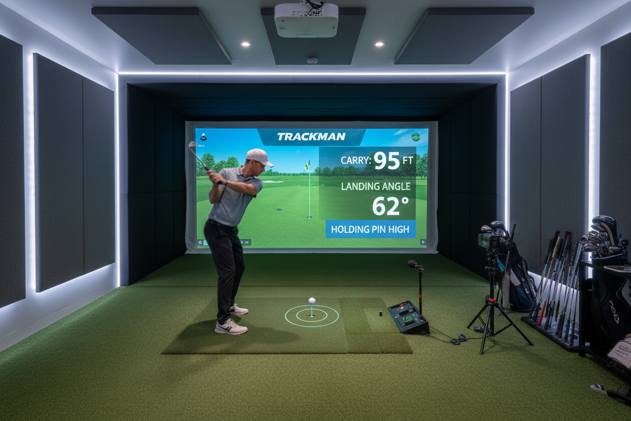 Short game lab with Trackman tracking carry and landing angle