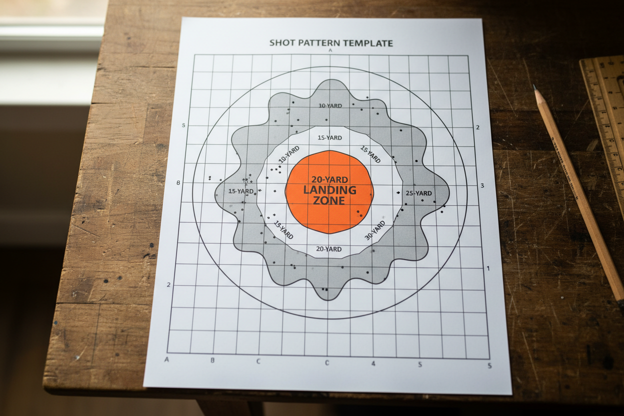 Shot pattern template with landing zones