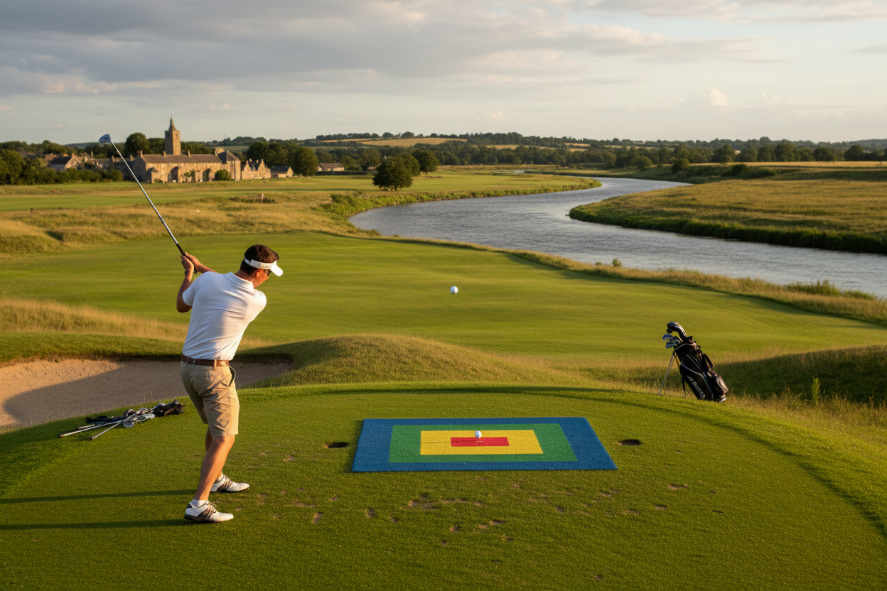 Golfer hitting approach to precise landing zone