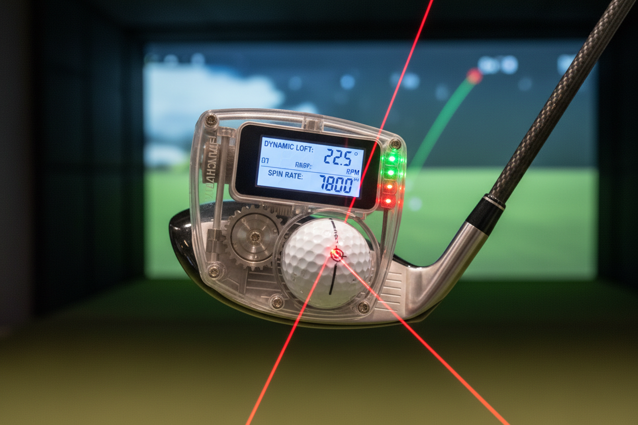 Spin loft training device showing dynamic loft adjustment