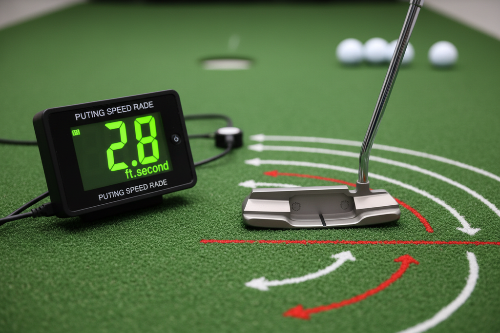 Putting speed radar displaying measurements