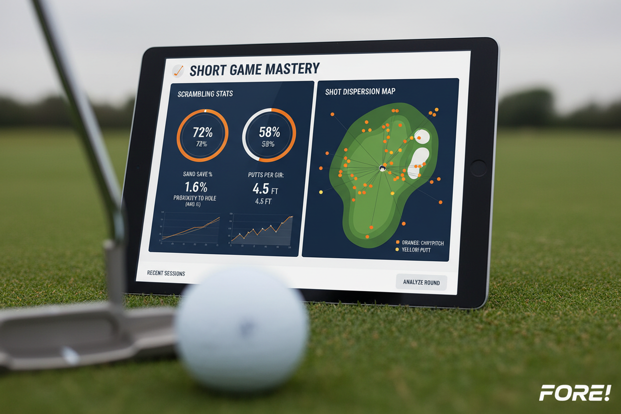 Digital short game tracker app on tablet