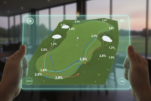 Interactive 3D green reading model with slope percentages