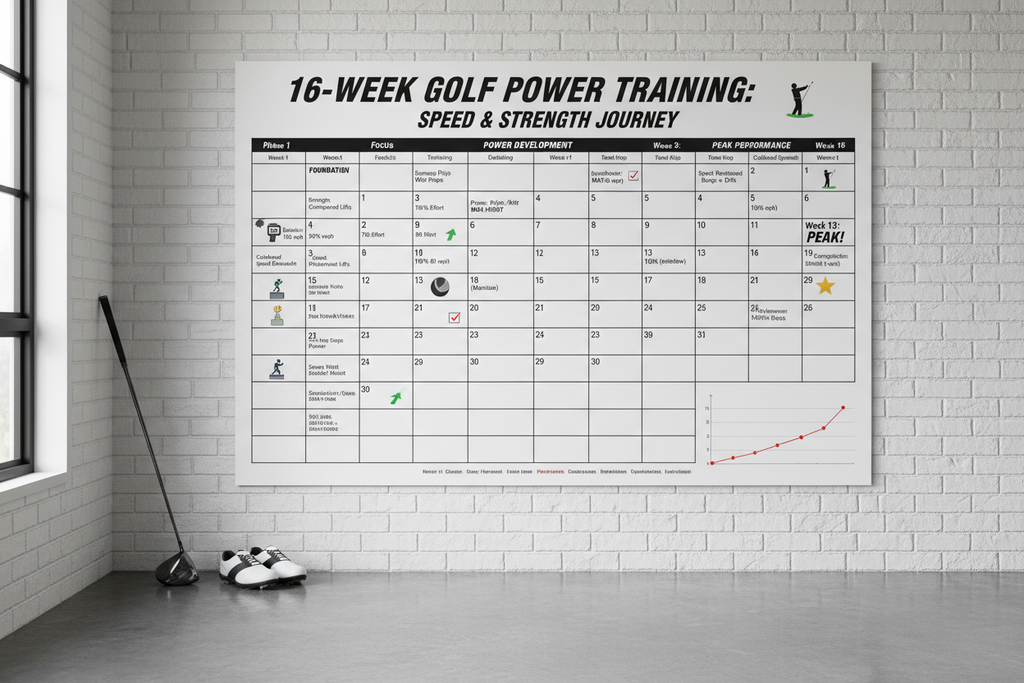 16-week power training calendar with speed benchmarks