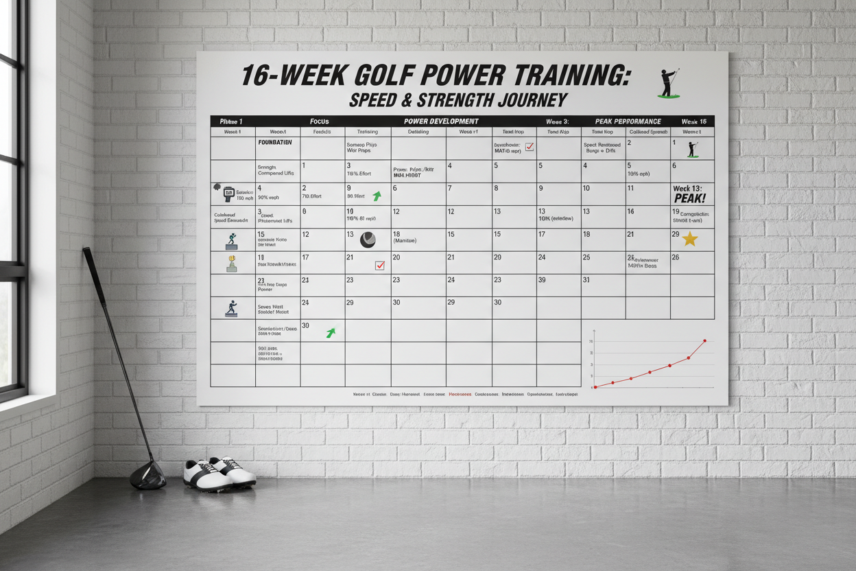16-week power training calendar with speed benchmarks