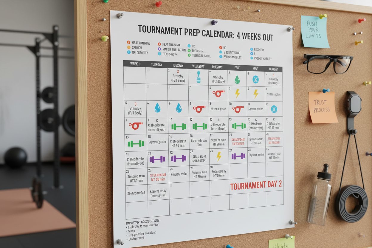 Tournament prep calendar showing training schedule